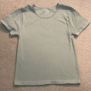 Elodie Green Fitted Ribbed T-Shirt